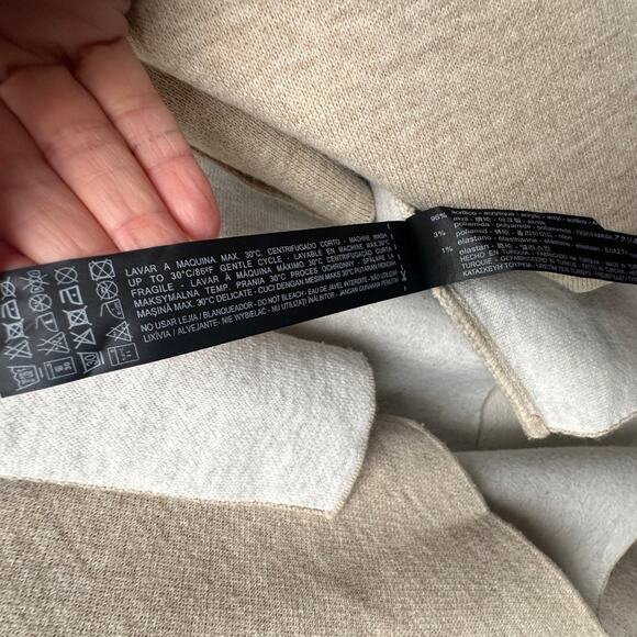 Zara Knit Two-Tone Waterfall Cardigan Sweater Tan/Cream Women M - Picture 8 of 11